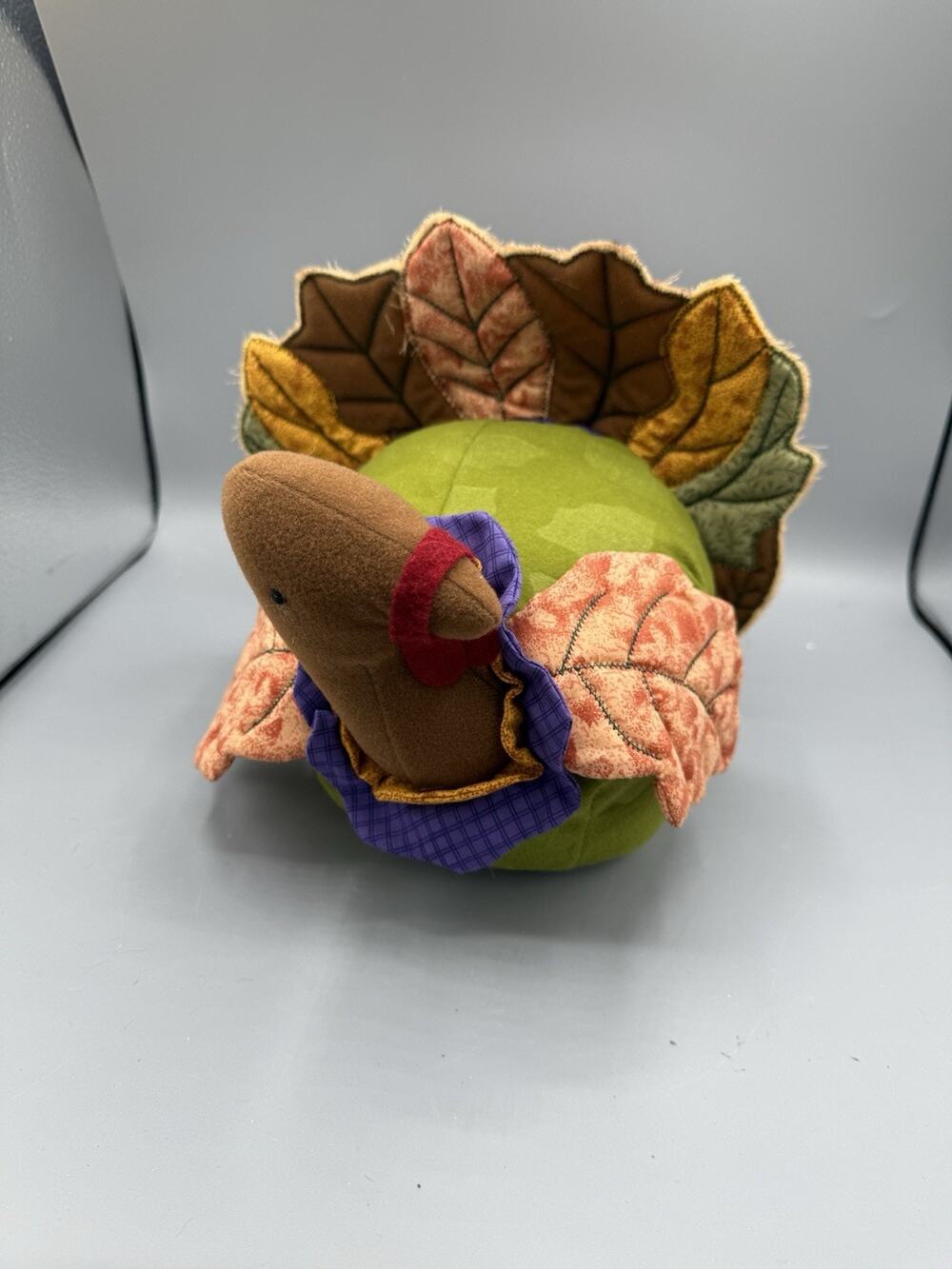 Thanksgiving Turkey Plush Fall Harvest Decor Quilted Leaves Autumn Stuffed Bird